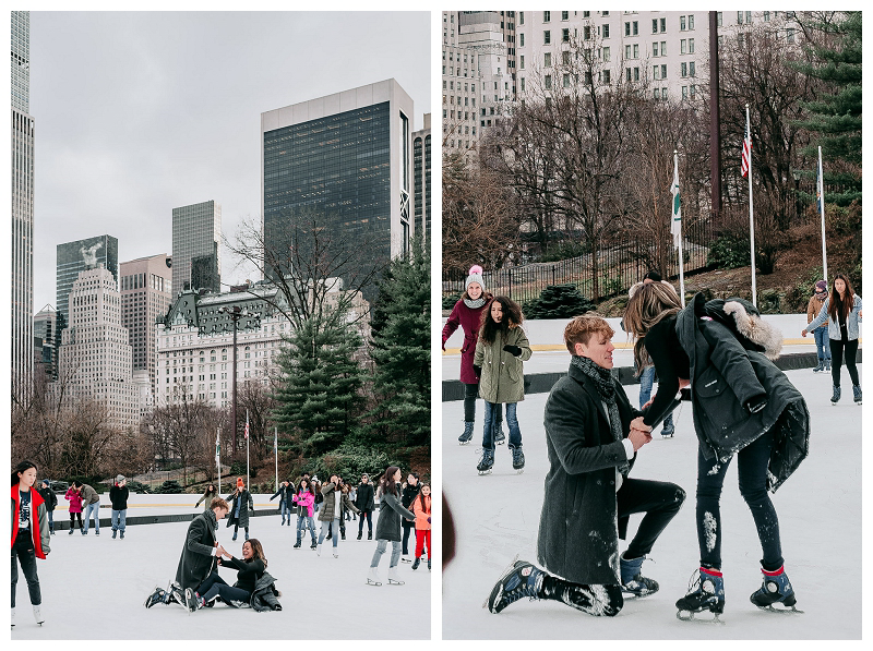 Ice skating proposal in Central Park captured by NYC proposal photographer Karina Mekel