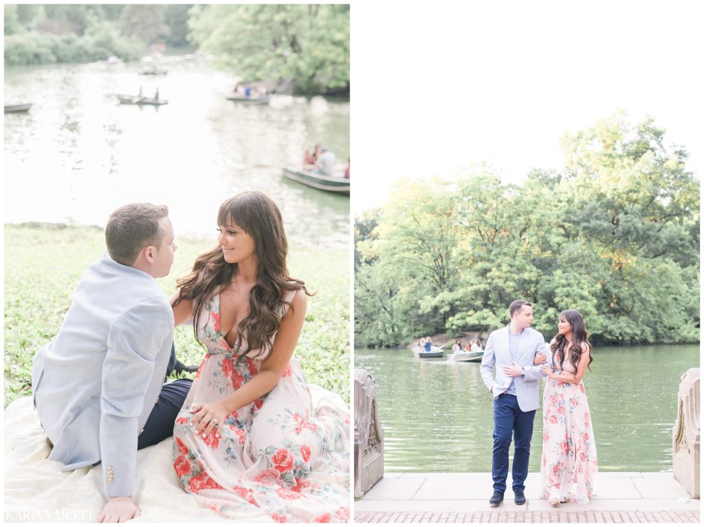nyc central park engagement photographer rowboats
