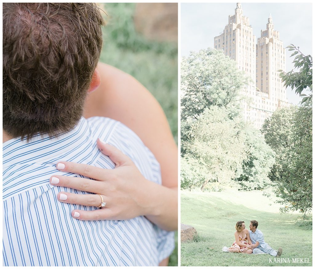 Central Park engagement session captured by NYC proposal photographer Karina Mekel