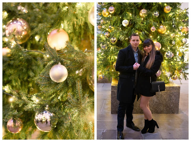 Perfect holiday proposal at Rockefeller Center captured by NYC wedding photographer Karina Mekel