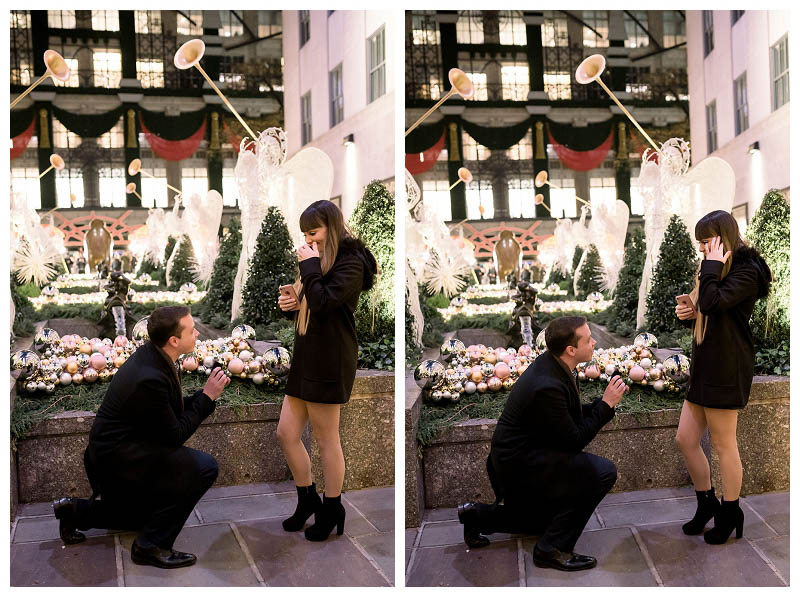 Surprise proposal at Rockefeller Center during Christmas