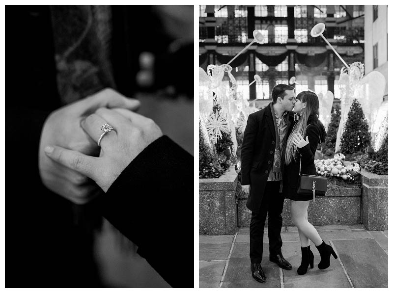 Romantic Rockefeller Center proposal captured by NYC wedding photographer, Karina Mekel