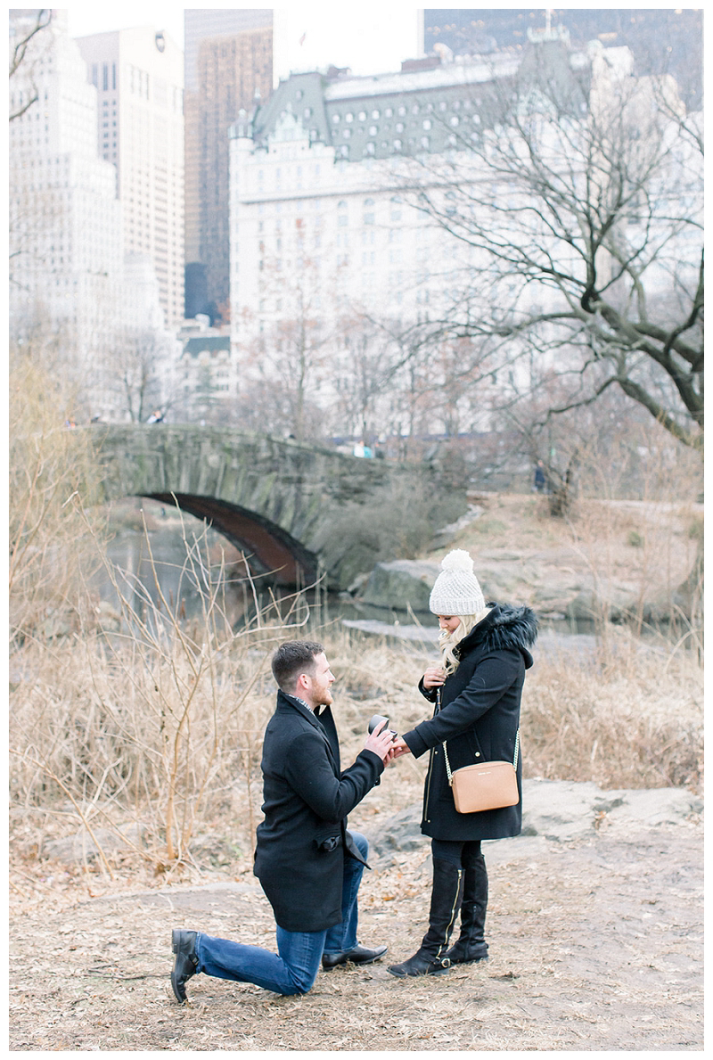Central Park proposal captured by NYC proposal photographer Karina Mekel
