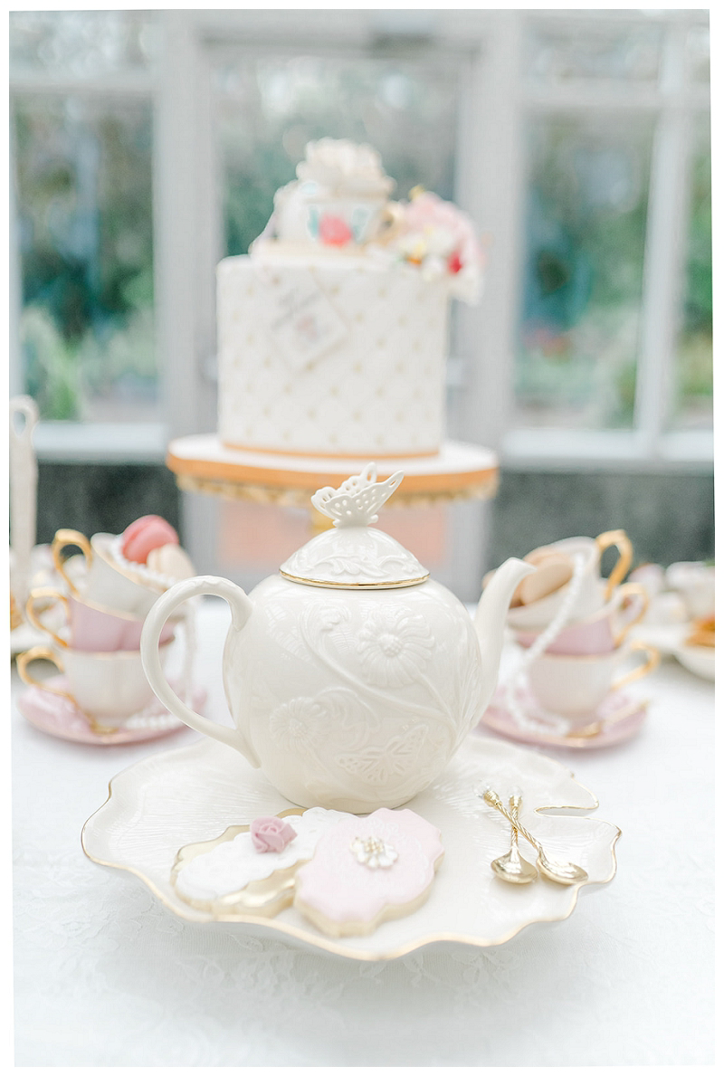 teapot and cookies at bridal tea