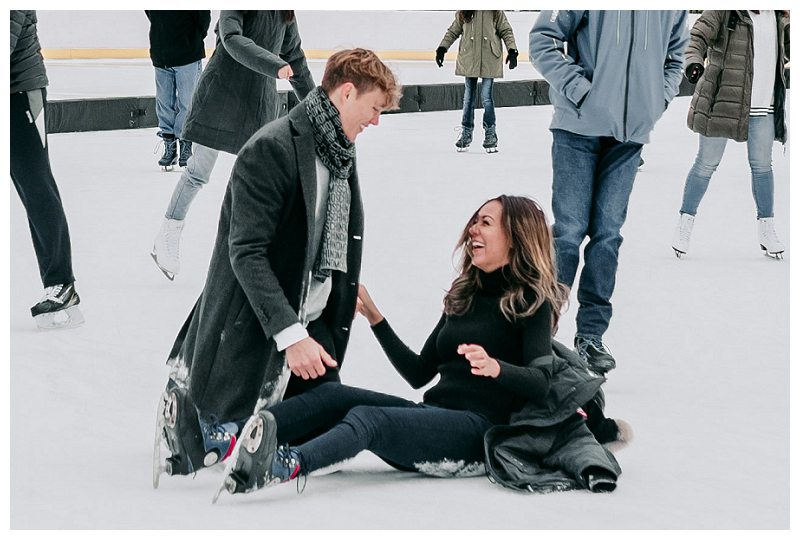 Ice skating proposal in Central Park captured by NYC proposal photographer Karina Mekel