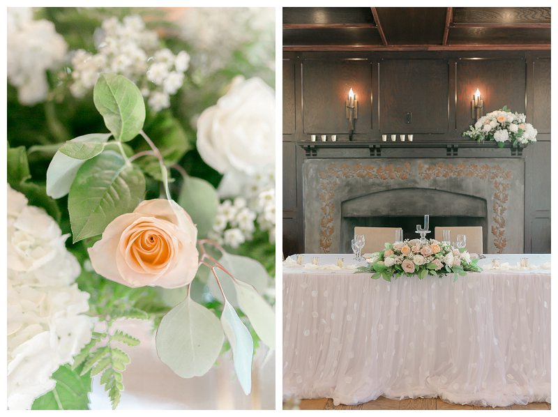sweetheart table at french country estate wedding