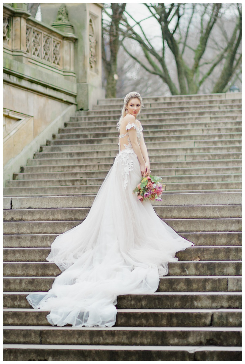 Gorgeous winter NYC bride at Central Park wedding styled shoot in NYC captured by top Central Park wedding photographer Karina Mekel Photography