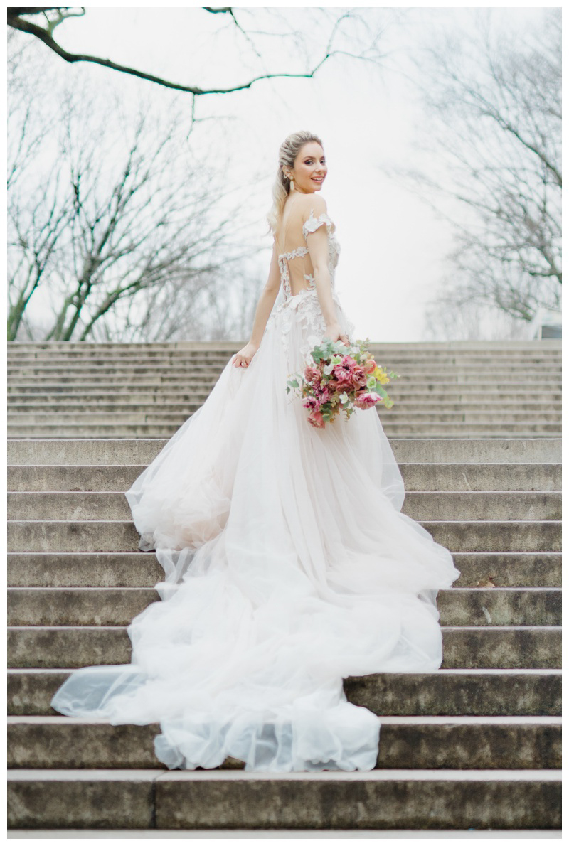 Gorgeous winter NYC bride at Central Park wedding styled shoot in NYC captured by top Central Park wedding photographer Karina Mekel Photography