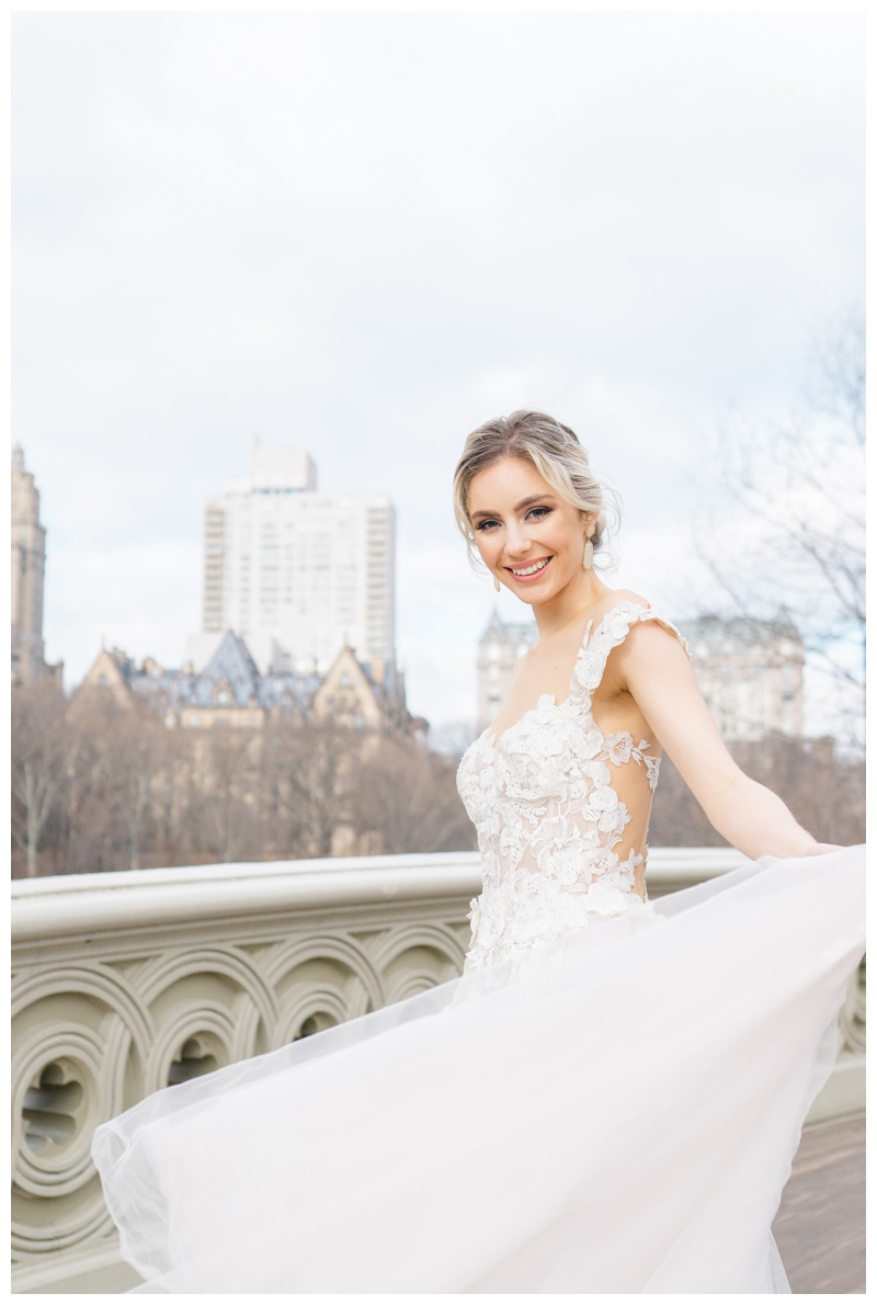 Gorgeous winter NYC bride at Central Park wedding styled shoot in NYC captured by top Central Park wedding photographer Karina Mekel Photography