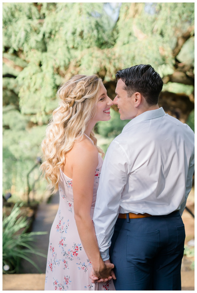 Garden inspired engagement photos in NJ by NJ wedding photographer Karina Mekel at Deep Cut Gardens engagement session in Middletown, NJ