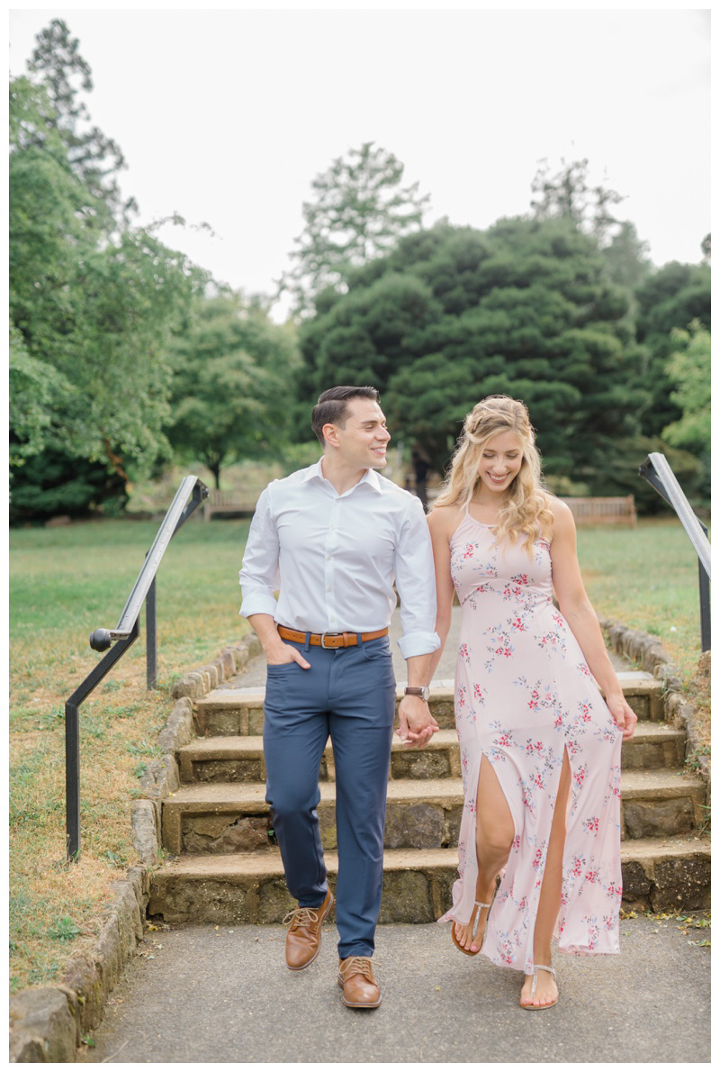 Garden inspired engagement photos in NJ by NJ wedding photographer Karina Mekel at Deep Cut Gardens engagement session in Middletown, NJ