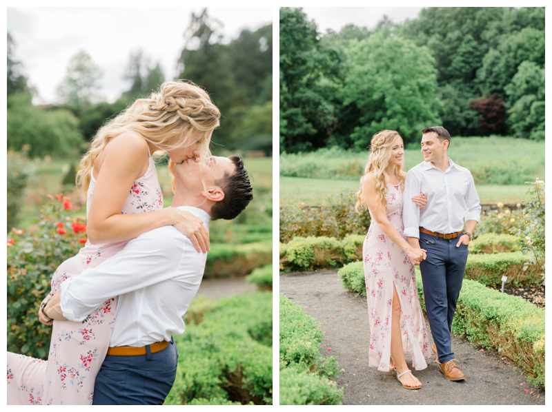 Garden inspired engagement photos in NJ by NJ wedding photographer Karina Mekel at Deep Cut Gardens engagement session in Middletown, NJ