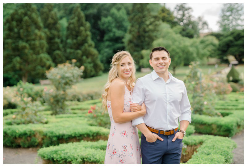 Garden inspired engagement photos in NJ by NJ wedding photographer Karina Mekel at Deep Cut Gardens engagement session in Middletown, NJ