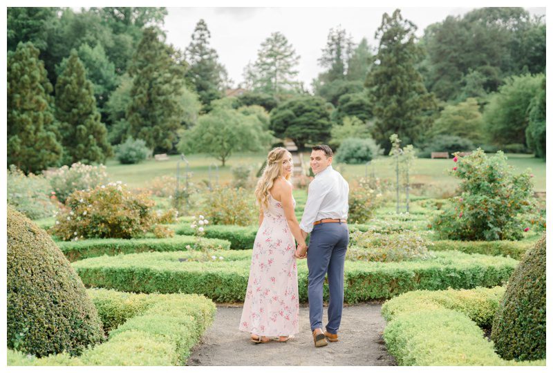 Garden inspired engagement photos in NJ by NJ wedding photographer Karina Mekel at Deep Cut Gardens engagement session in Middletown, NJ