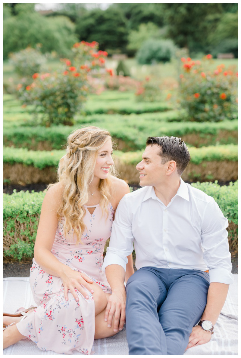 Garden inspired engagement photos in NJ by NJ wedding photographer Karina Mekel at Deep Cut Gardens engagement session in Middletown, NJ
