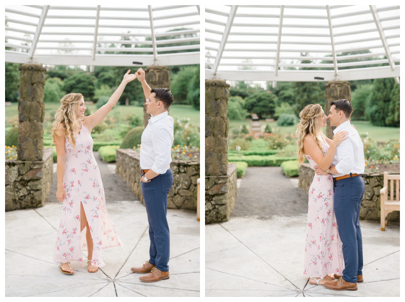 Garden inspired engagement photos in NJ by NJ wedding photographer Karina Mekel at Deep Cut Gardens engagement session in Middletown, NJ