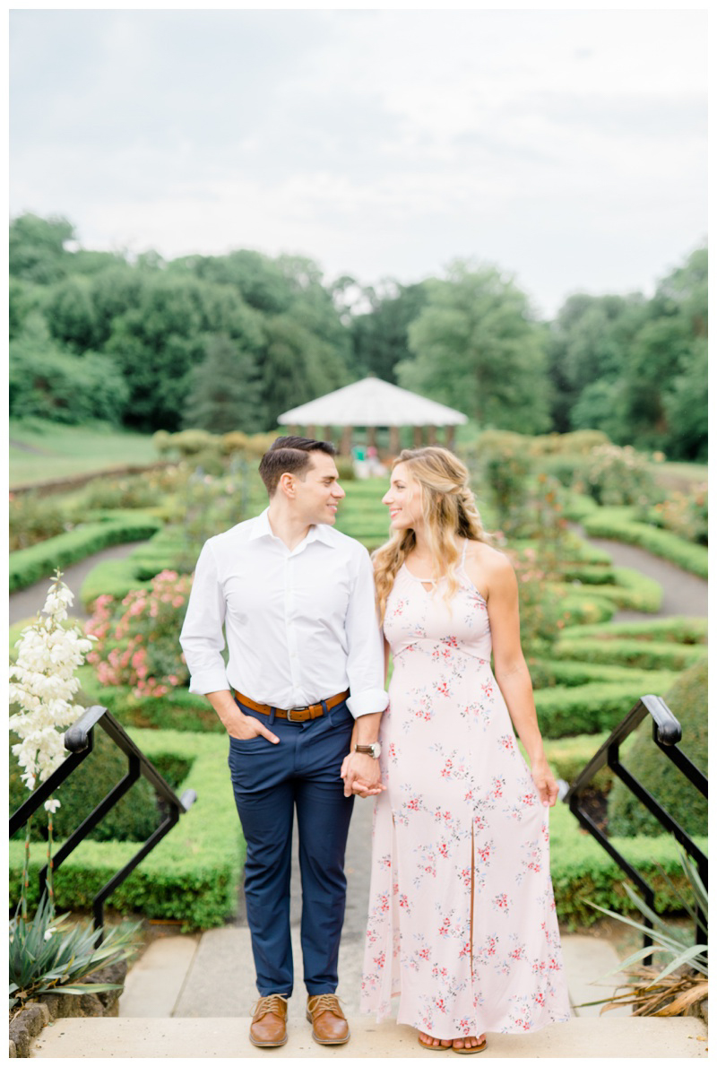 Garden inspired engagement photos in NJ by NJ wedding photographer Karina Mekel at Deep Cut Gardens engagement session in Middletown, NJ