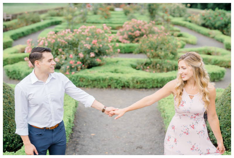 Garden inspired engagement photos in NJ by NJ wedding photographer Karina Mekel at Deep Cut Gardens engagement session in Middletown, NJ