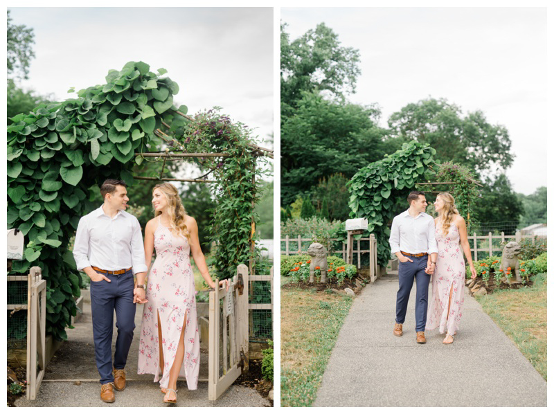 Garden inspired engagement photos in NJ by NJ wedding photographer Karina Mekel at Deep Cut Gardens engagement session in Middletown, NJ