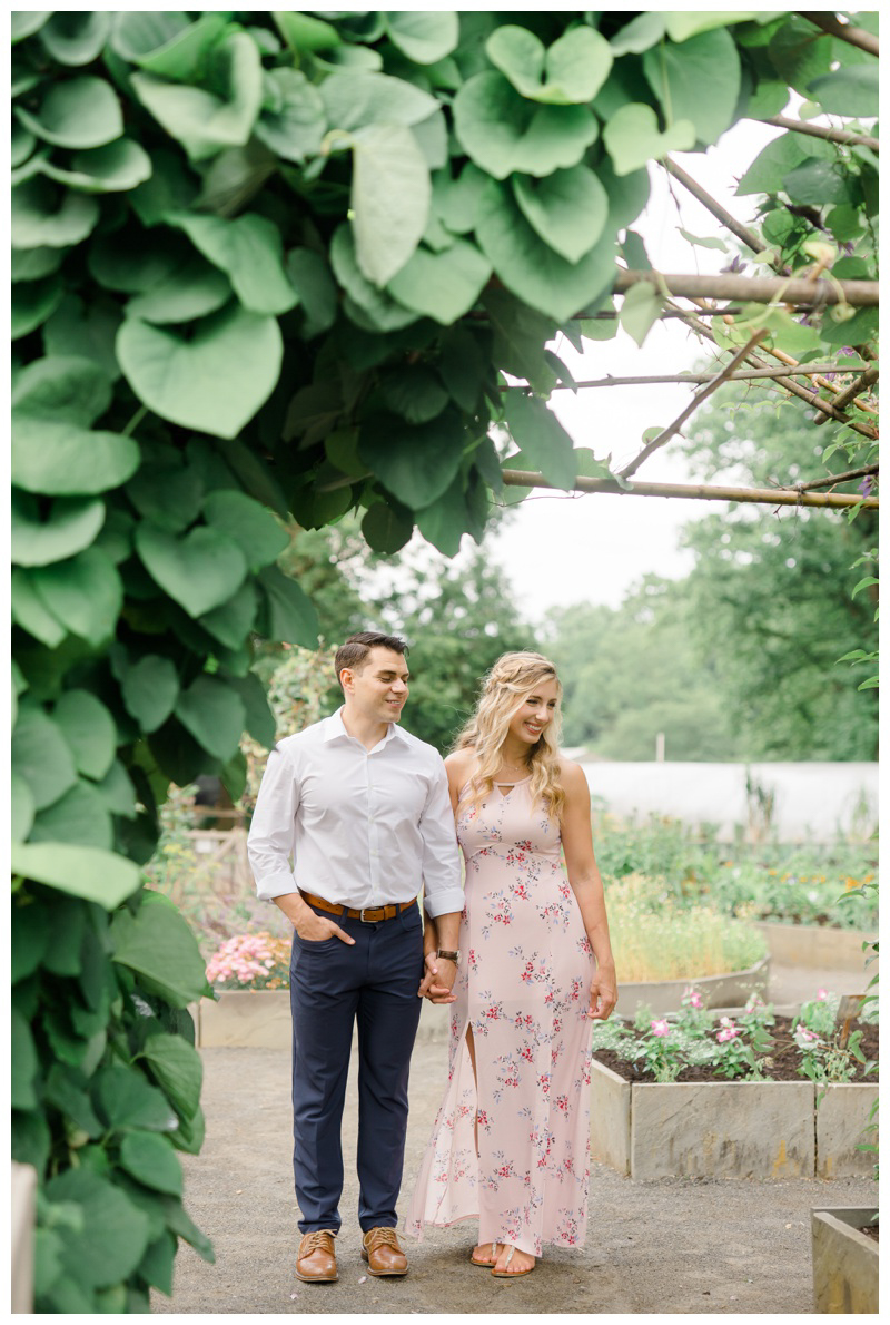 Garden inspired engagement photos in NJ by NJ wedding photographer Karina Mekel at Deep Cut Gardens engagement session in Middletown, NJ