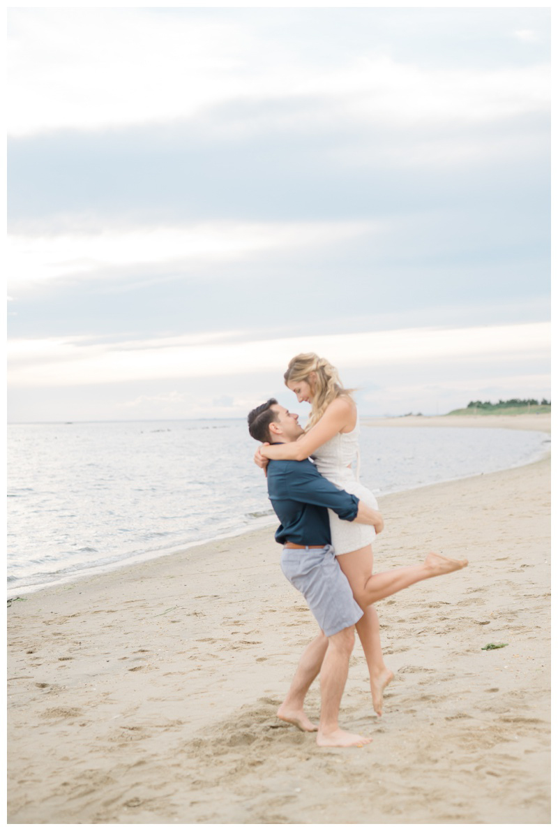 NJ beach engagement photo inspiration from NJ wedding photographer Karina Mekel during Sandy Hook Beach engagement photos in Highlands, NJ