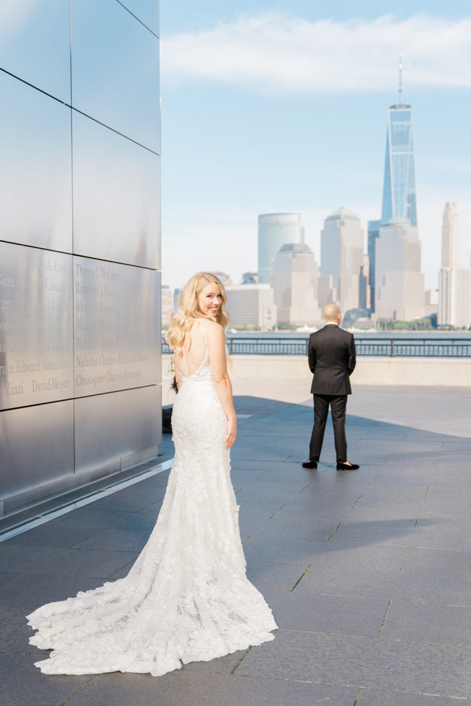 Hudson House wedding Liberty State Park first look